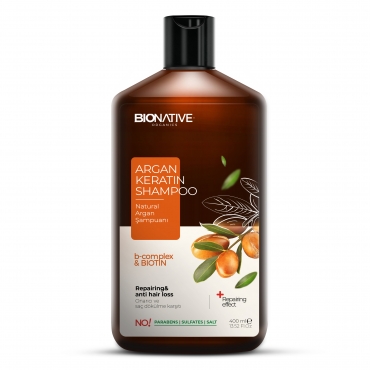 Argan&Keratin Şampuanı 400 ml Orijinal Argan Oil, Ceratin, Onarım ve Dökülme Karşıtı, Kuru ve Cansız Saçlar için